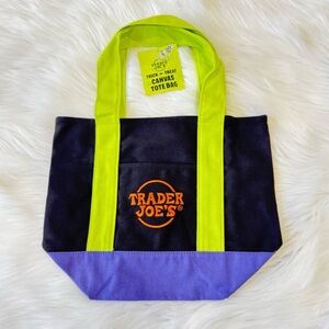 Trader Joe's Tri-Color Canvas Tote Bag Limited Edition
